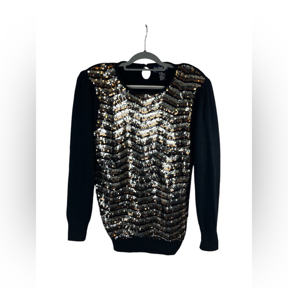 Vintage Le Chois 80’s silk angora black sequins sweater size small - Picture 1 of 5